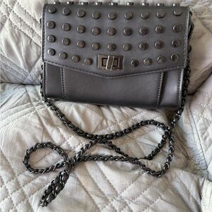 Steve Madden Gunmetal Studded Chain Crossbody Bag